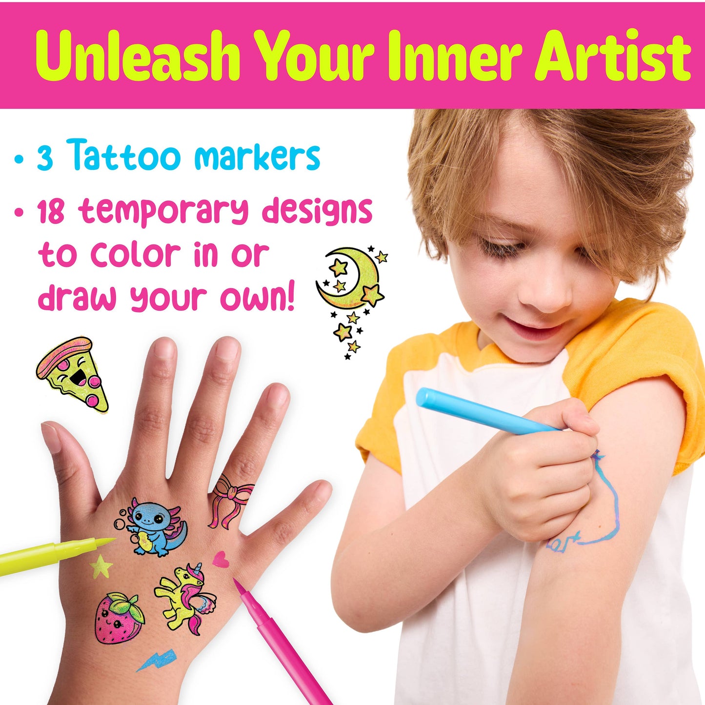Color in Neon Tattoos Mini Craft Kit for Kids
