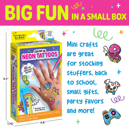 Color in Neon Tattoos Mini Craft Kit for Kids