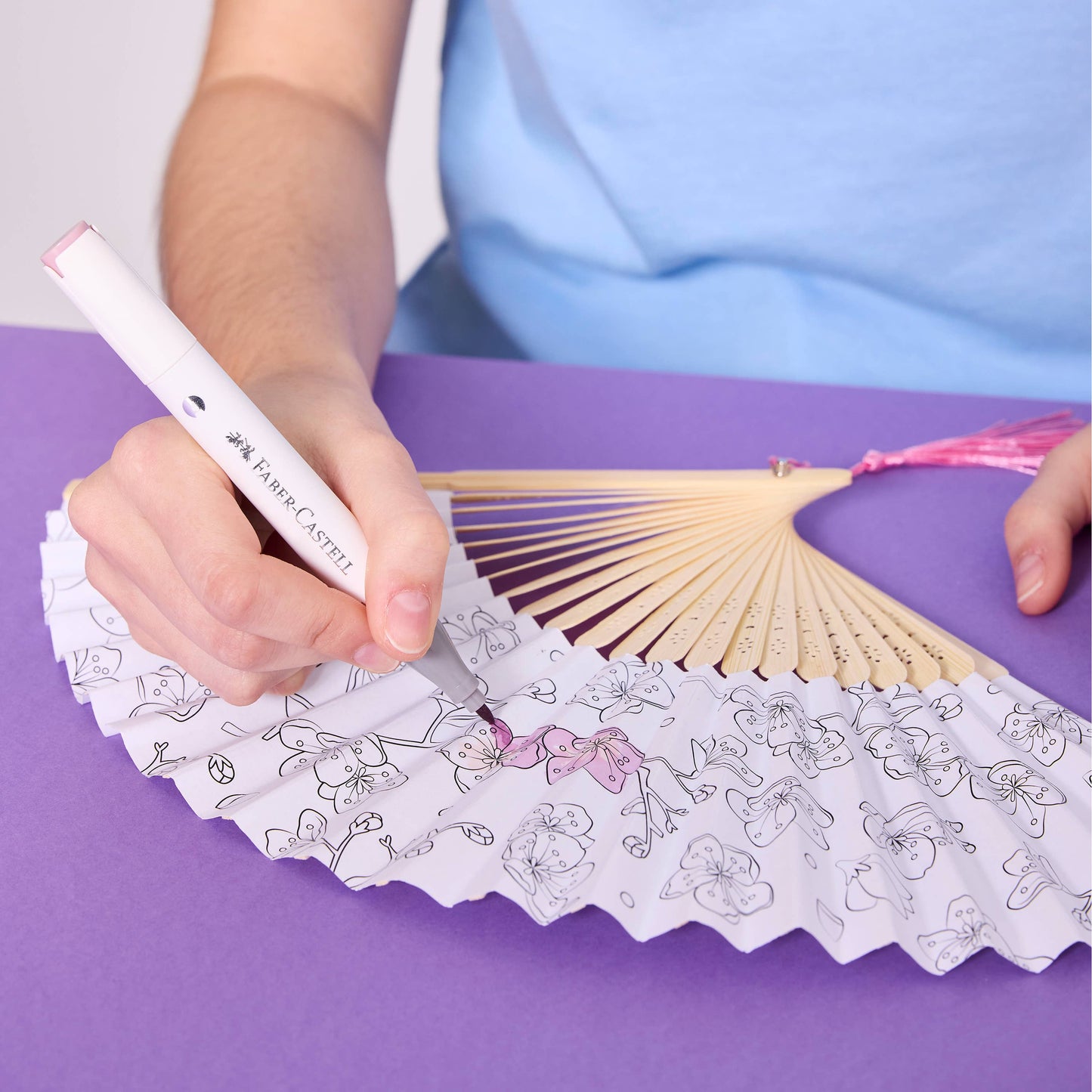 Paper Fan Painting Kit for Kids - Cherry Blossoms