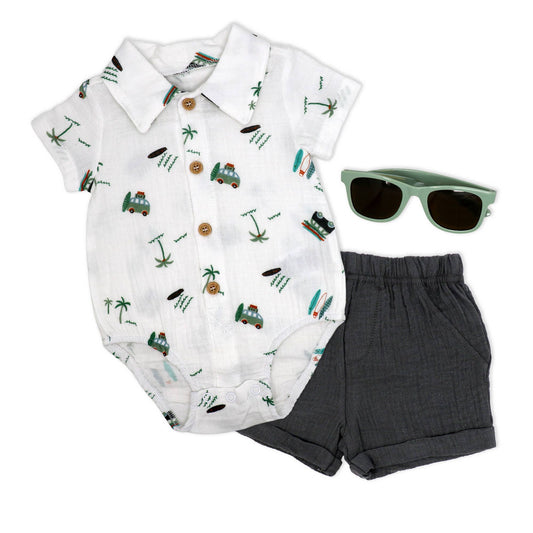 Boys NB 3 Piece Short Set: Beach