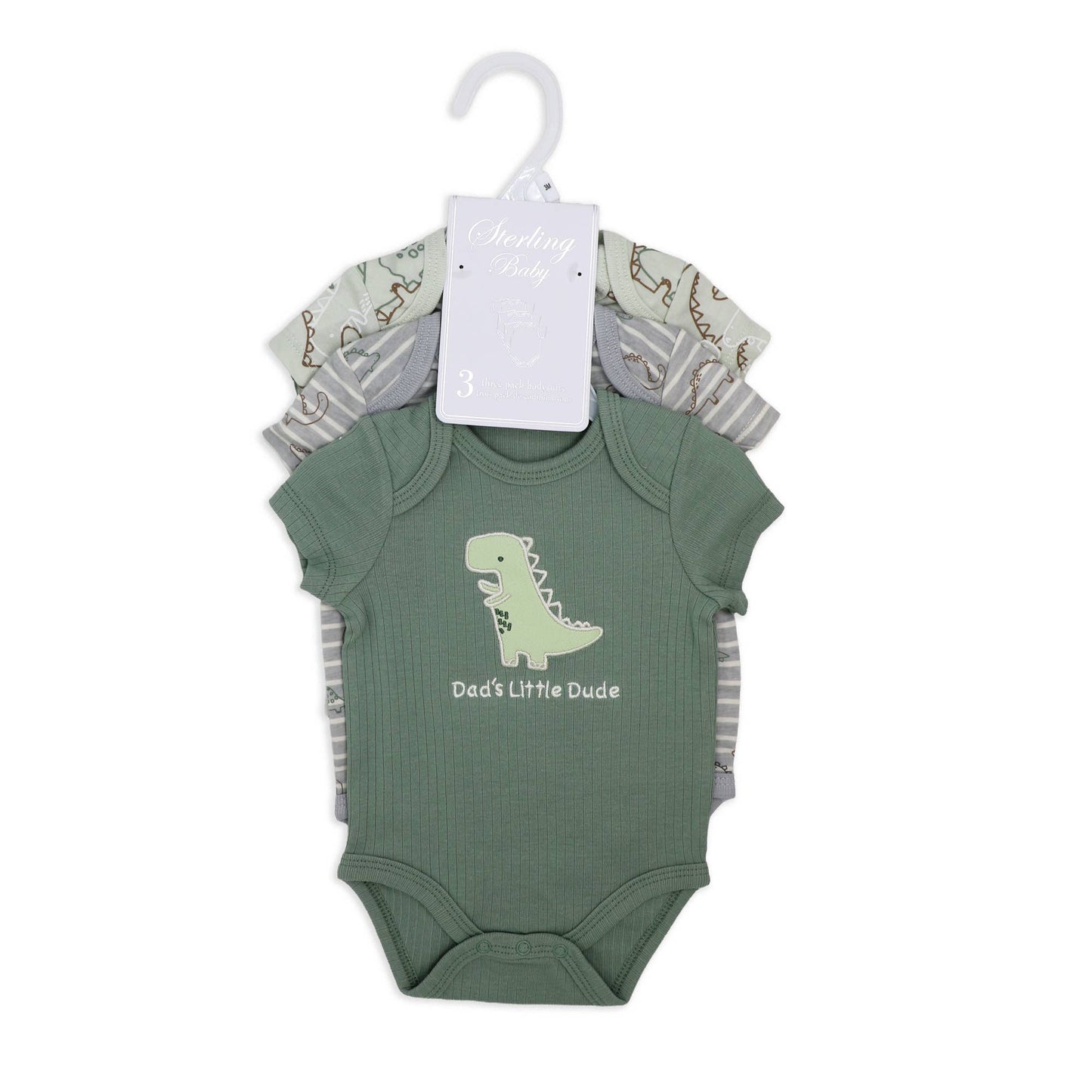 Boy’s 3 Pack Bodysuit Set: Dinosaur