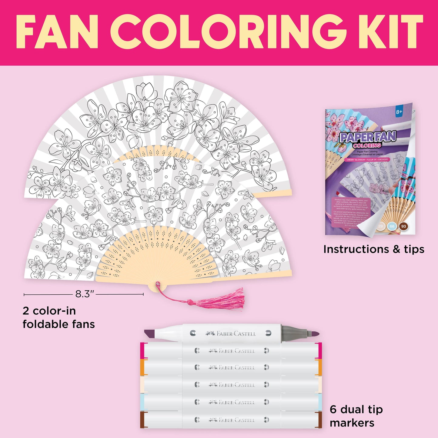 Paper Fan Painting Kit for Kids - Cherry Blossoms