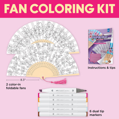 Paper Fan Painting Kit for Kids - Cherry Blossoms
