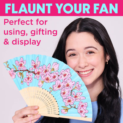 Paper Fan Painting Kit for Kids - Cherry Blossoms