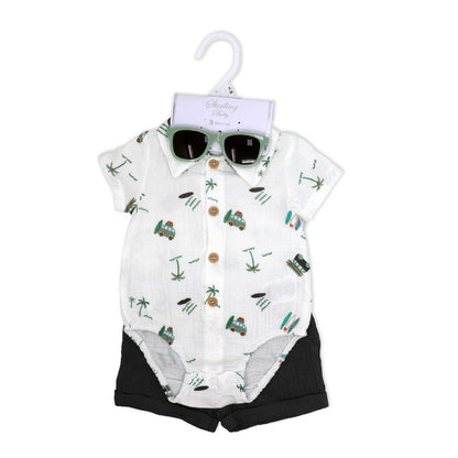 Boys NB 3 Piece Short Set: Beach