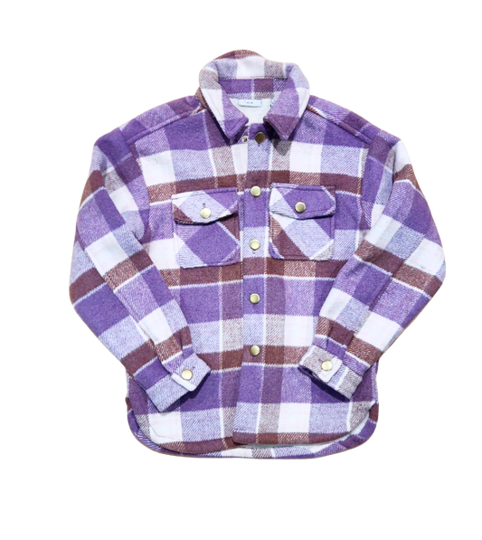 Girl's Purple Plaid Shacket