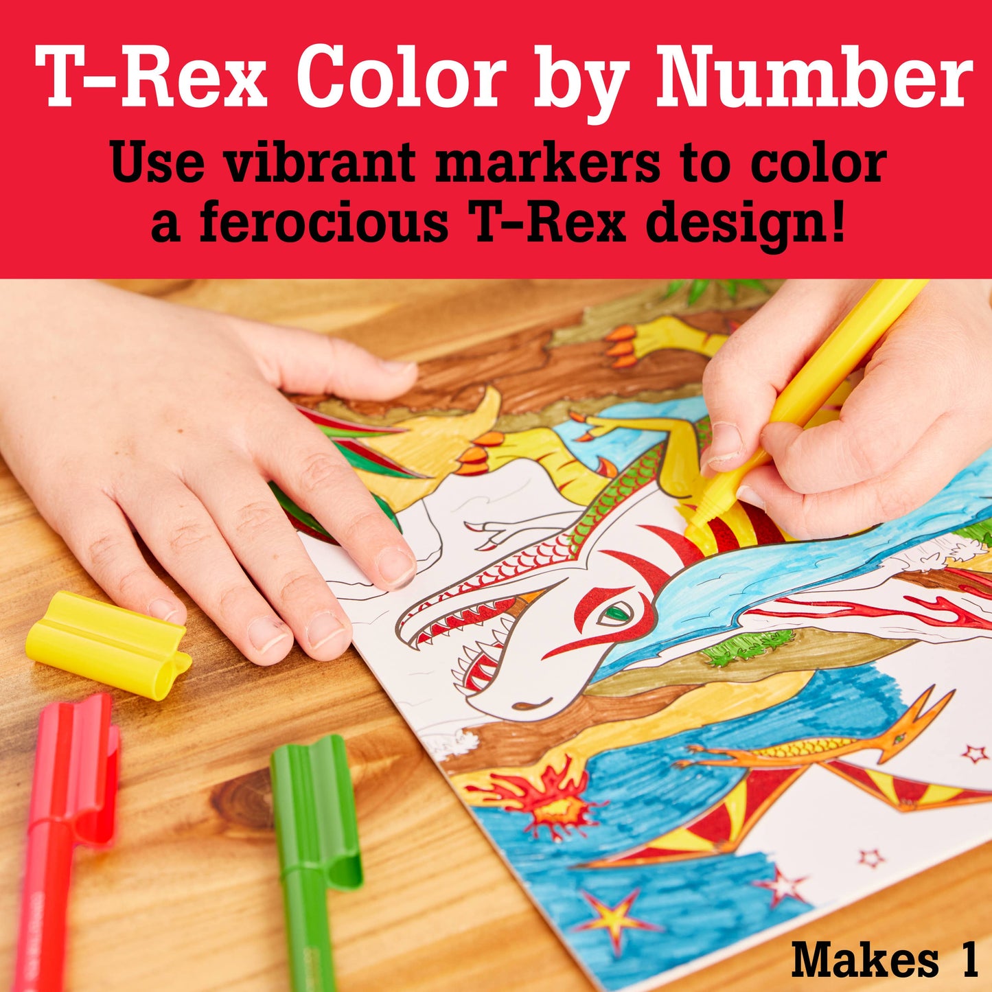 Marker Color by Number T-Rex Foil Fun Kit for Kids
