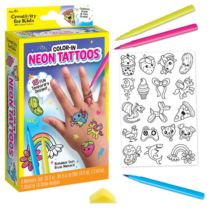 Color in Neon Tattoos Mini Craft Kit for Kids