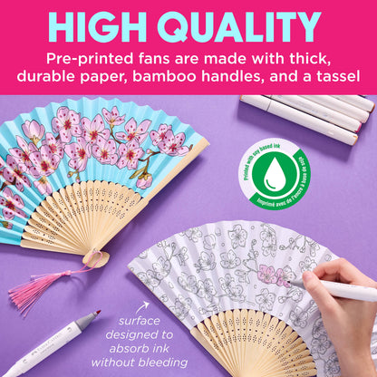 Paper Fan Painting Kit for Kids - Cherry Blossoms