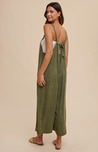Load image into Gallery viewer, Mineral Washed Loose Fit Wide Leg Woven Jumpsuit
