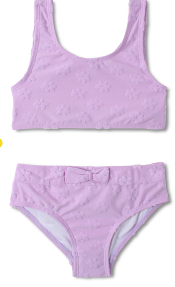 Girl's Purple Puff Flower Bikini