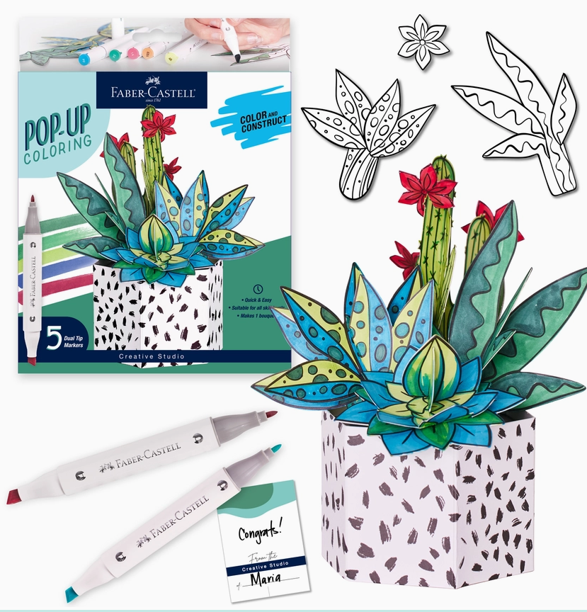 Pop Up Coloring Succulents Bouquet -Coloring Craft