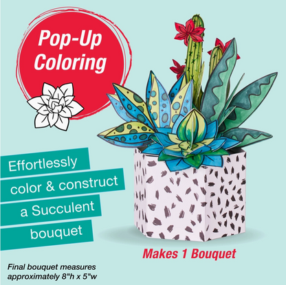 Pop Up Coloring Succulents Bouquet -Coloring Craft