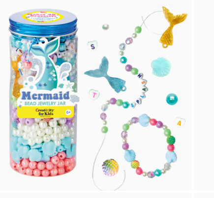 Bead Jewelry Jar Mermaid - Diy Bracelet Craft Kit For Kids