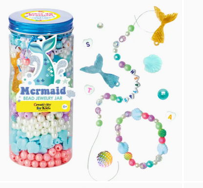 Bead Jewelry Jar Mermaid - Diy Bracelet Craft Kit For Kids