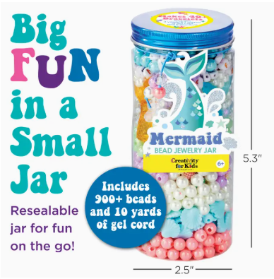 Bead Jewelry Jar Mermaid - Diy Bracelet Craft Kit For Kids