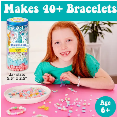 Bead Jewelry Jar Mermaid - Diy Bracelet Craft Kit For Kids
