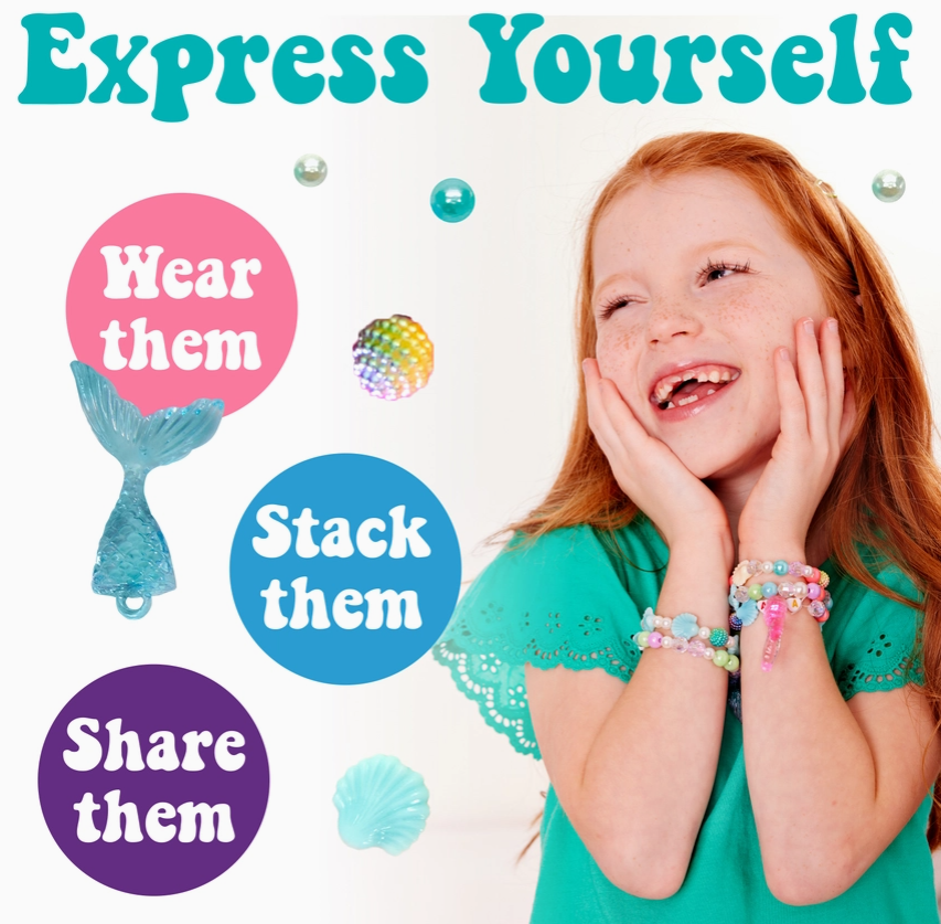 Bead Jewelry Jar Mermaid - Diy Bracelet Craft Kit For Kids