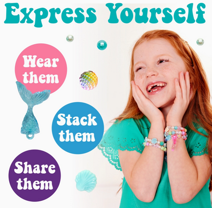 Bead Jewelry Jar Mermaid - Diy Bracelet Craft Kit For Kids
