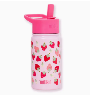 14 oz Steel Water Bottle Strawberry Patch