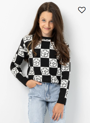 Youth Flower Power Black Crewneck