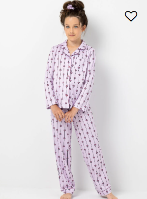 Girl's Heart Button Up Pajamas w/ Scrunchie (Copy)