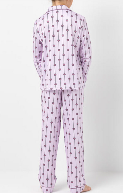 Girl's Heart Button Up Pajamas w/ Scrunchie