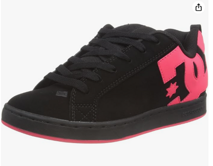 Womens Court Graffik Skate Shoe -Black/Hot Pink