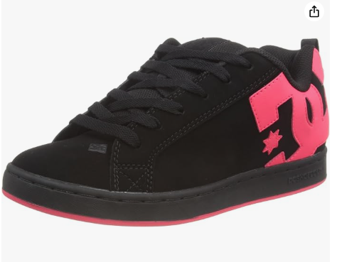 Womens Court Graffik Skate Shoe -Black/Hot Pink