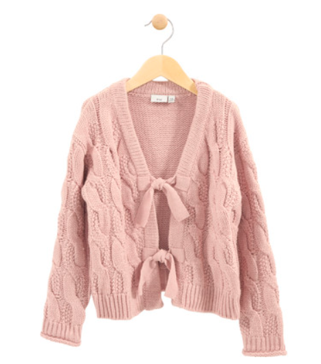 Girls Tie Knit Cardigan