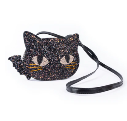 Cat's Meow Black Chunky Glitter Kitty Purse