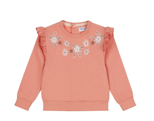 Ruffled Floral Crewneck