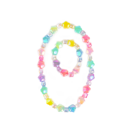 Wish Upon A Rainbow Star Necklace & Bracelet Set