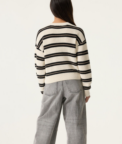 Youth striped crewneck knit sweater