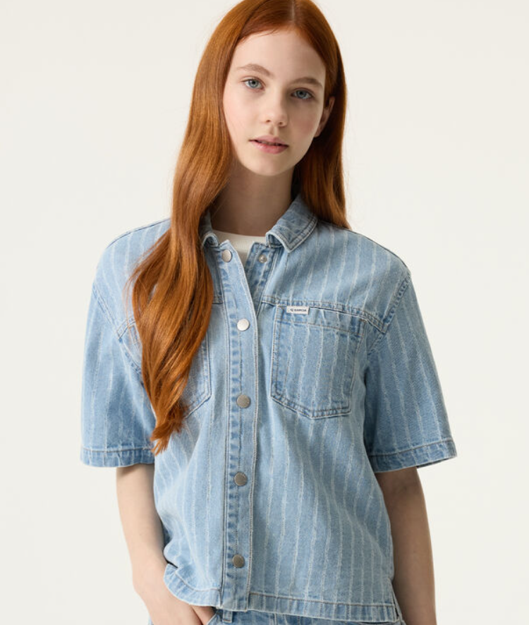 Youth Denim Pin Stripe Top