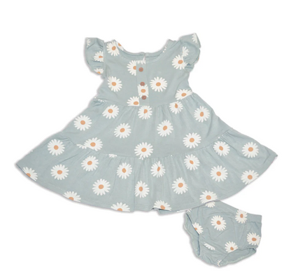Bamboo Flutter Sleeve Tiered Dress w/ Bloomer(Daisy)