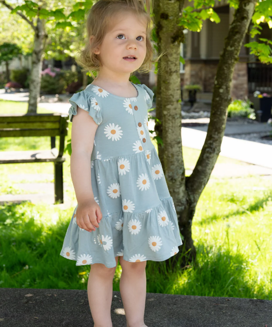 Bamboo Flutter Sleeve Tiered Dress w/ Bloomer(Daisy)