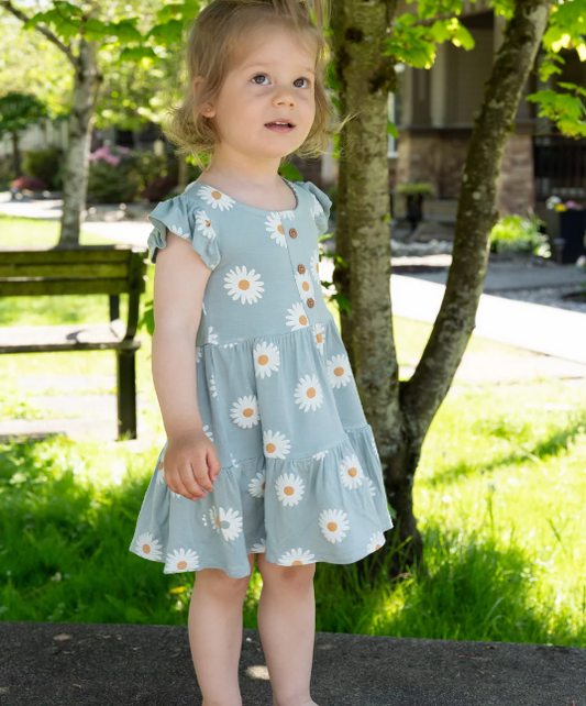 Bamboo Flutter Sleeve Tiered Dress w/ Bloomer(Daisy)