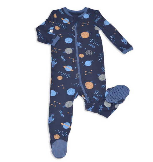 Bamboo Footie w/ Two Way Zipper(Space)