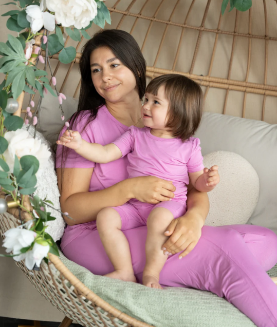 Women's Bamboo Short Sleeve Lounge Set(Crocus)