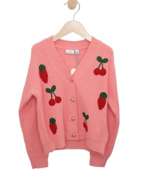 Girl's Strawberry & Cherry Cardigan