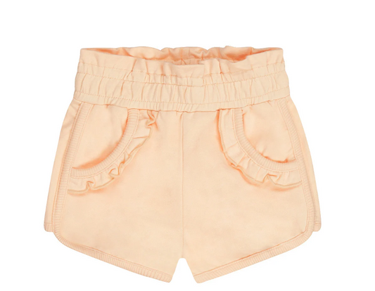 Girl's Peach Ruffle Shorts