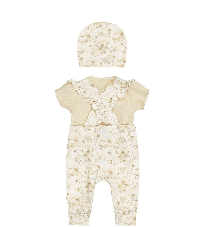 Infant Ruffle Overall Set w/ Hat