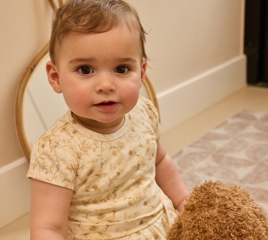 Girl's Cream Blossom Dress w/ Headband