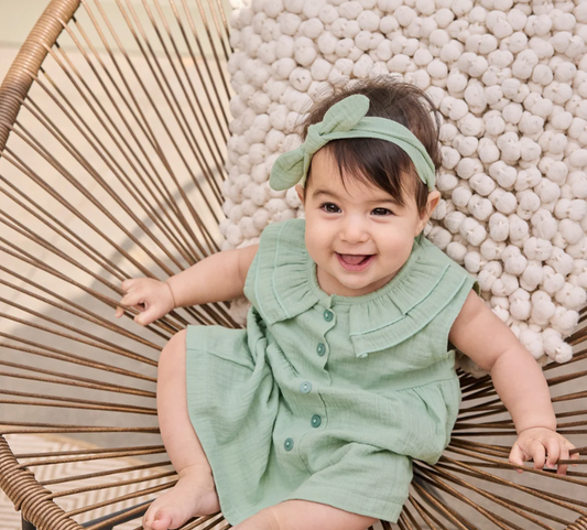 Infant Muslin Soft Sage Dress