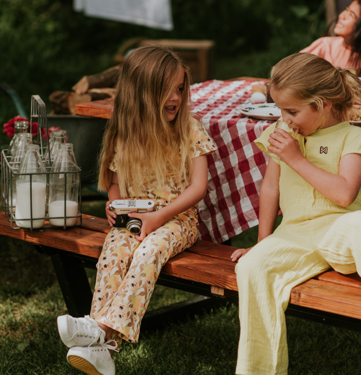 Girl's Peachy Floral Bell Bottoms