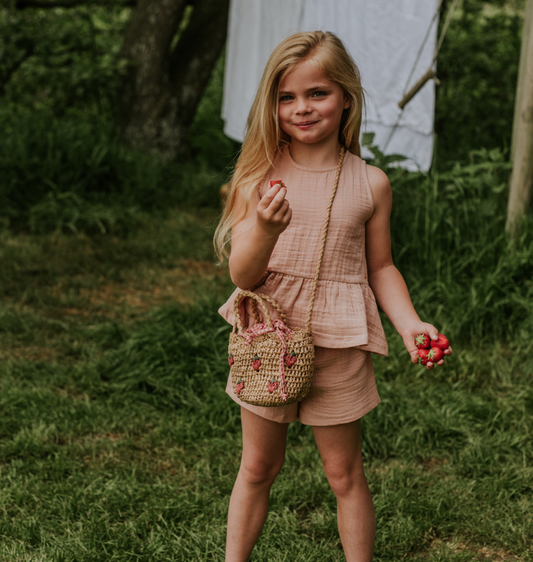 Girl's Smokey Pink Muslin 2pc Set