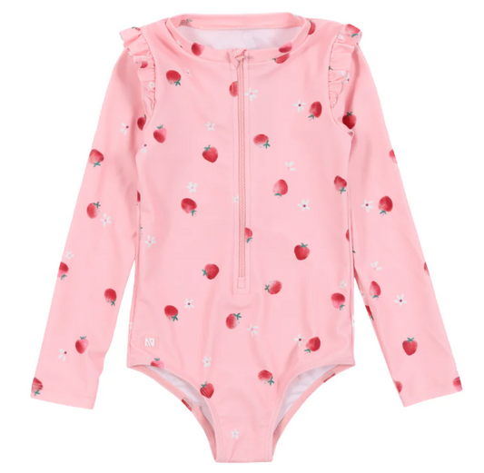 Infant Pink Strawberry Rashguard Bathing Suit
