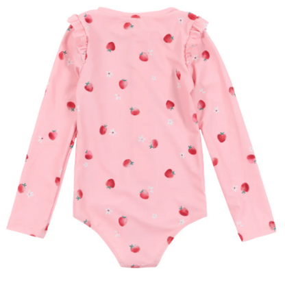 Infant Pink Strawberry Rashguard Bathing Suit