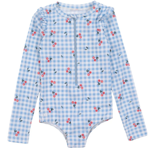 Infant Gingham Cherry Ruffle Rashgaurd